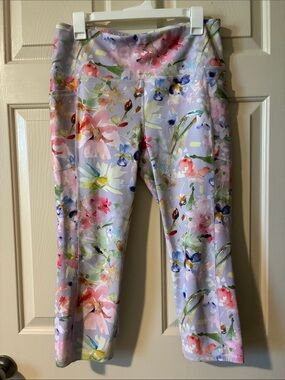 RBX Floral Print High Waisted Cropped Leggings with Pockets